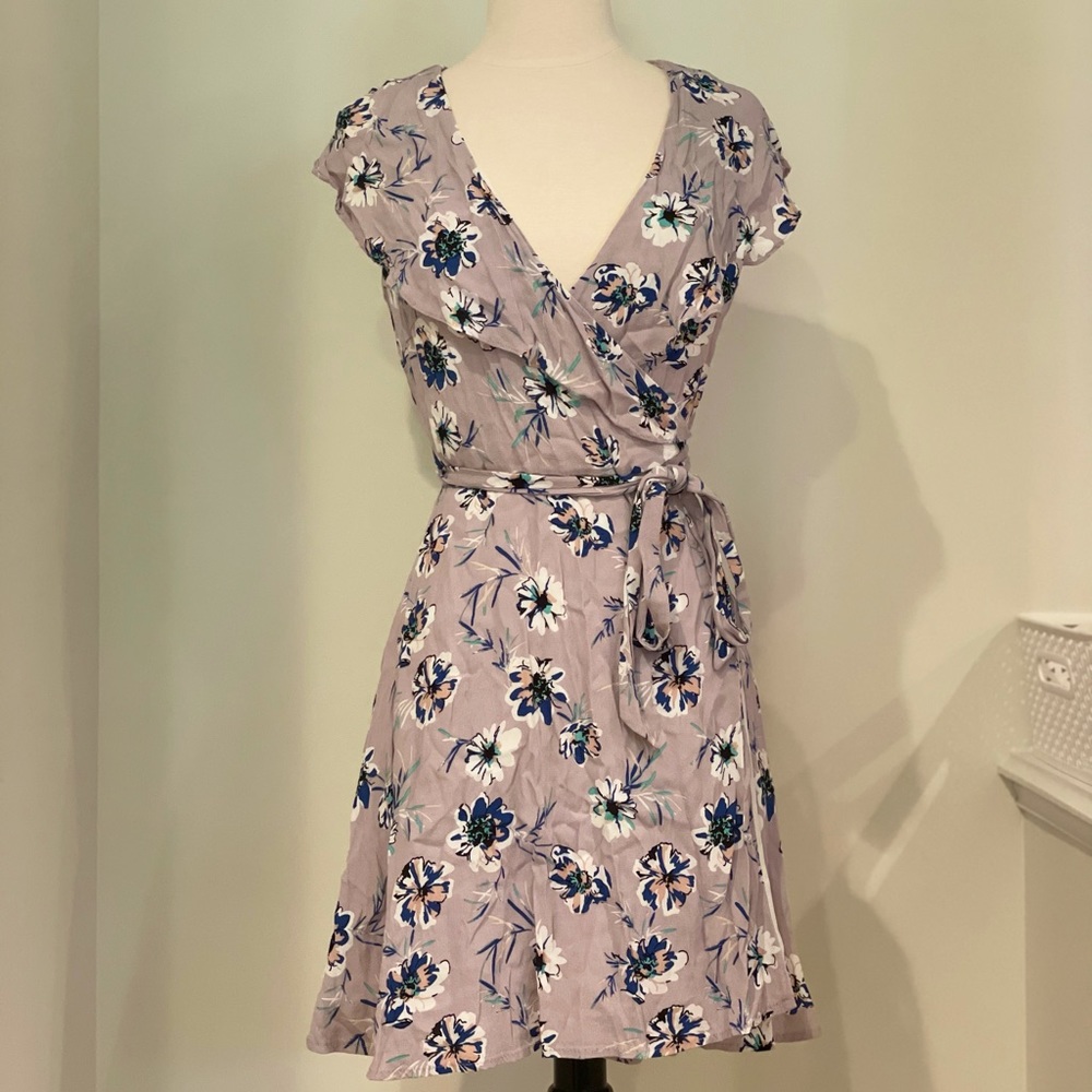 Lulu’s Light Purple Floral Wrap Dress